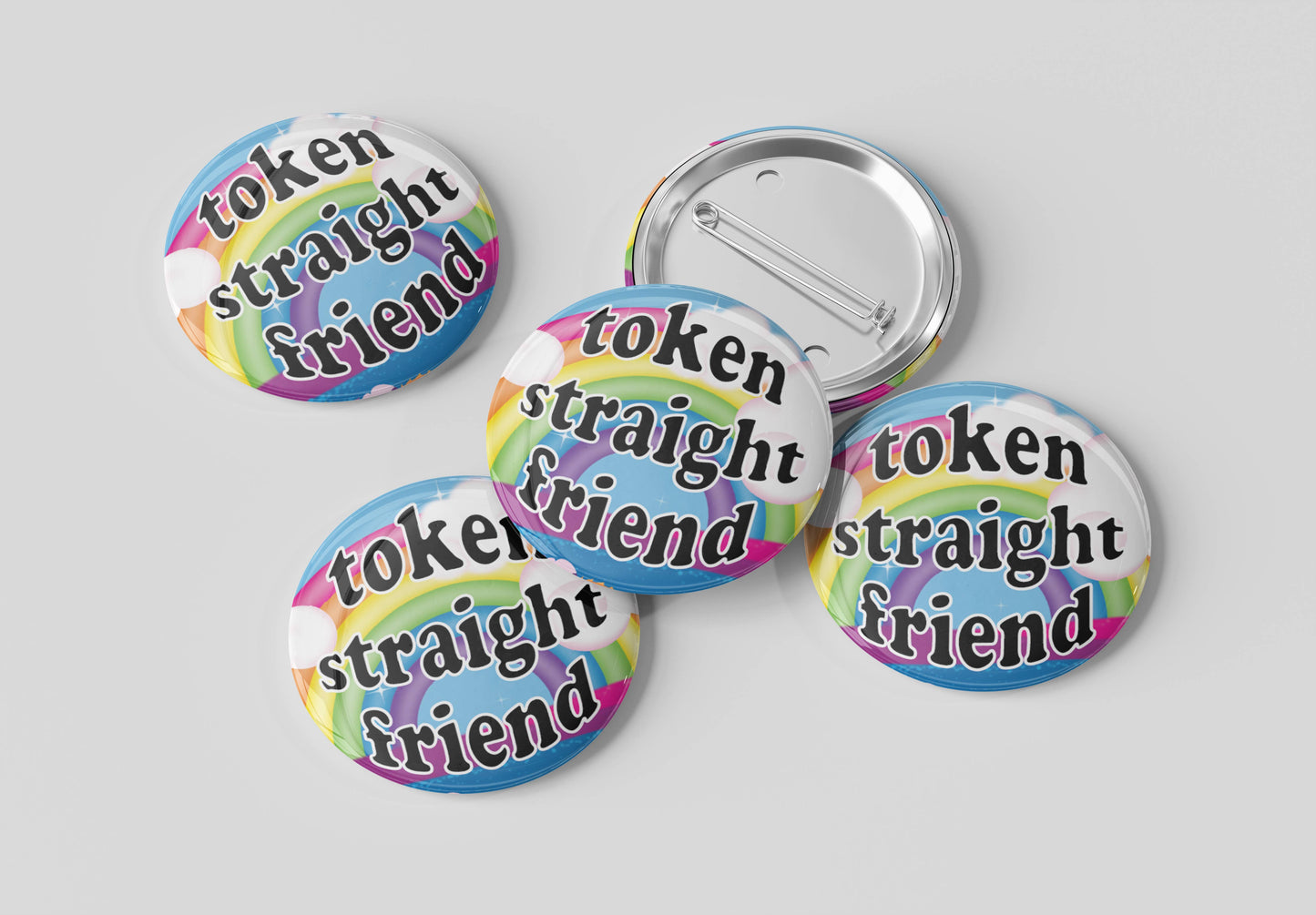 Token Straight Friend Ally Holographic Pinback Button, 2.5"