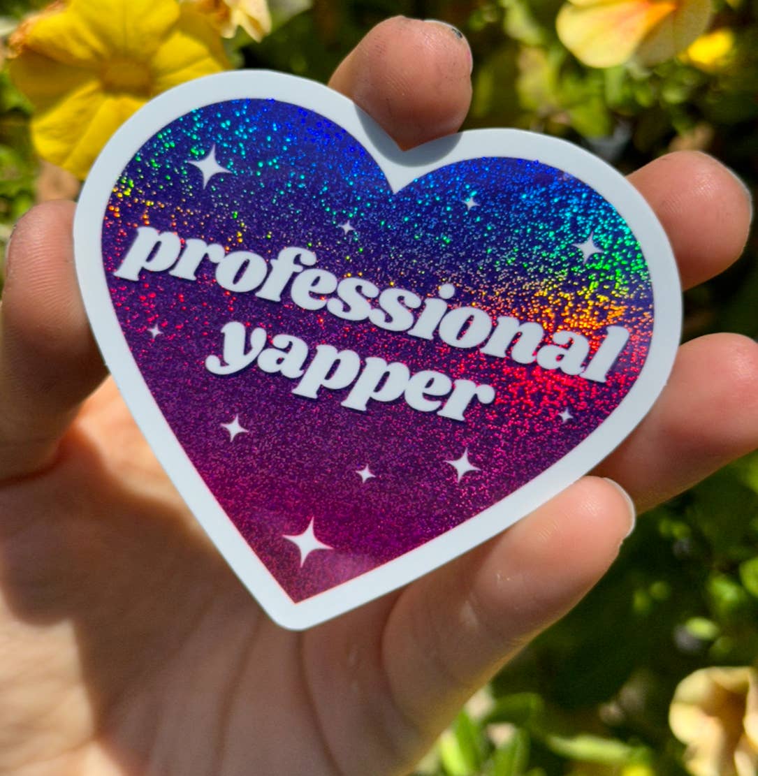 Professional Yapper Ombre Glittery Heart Sticker