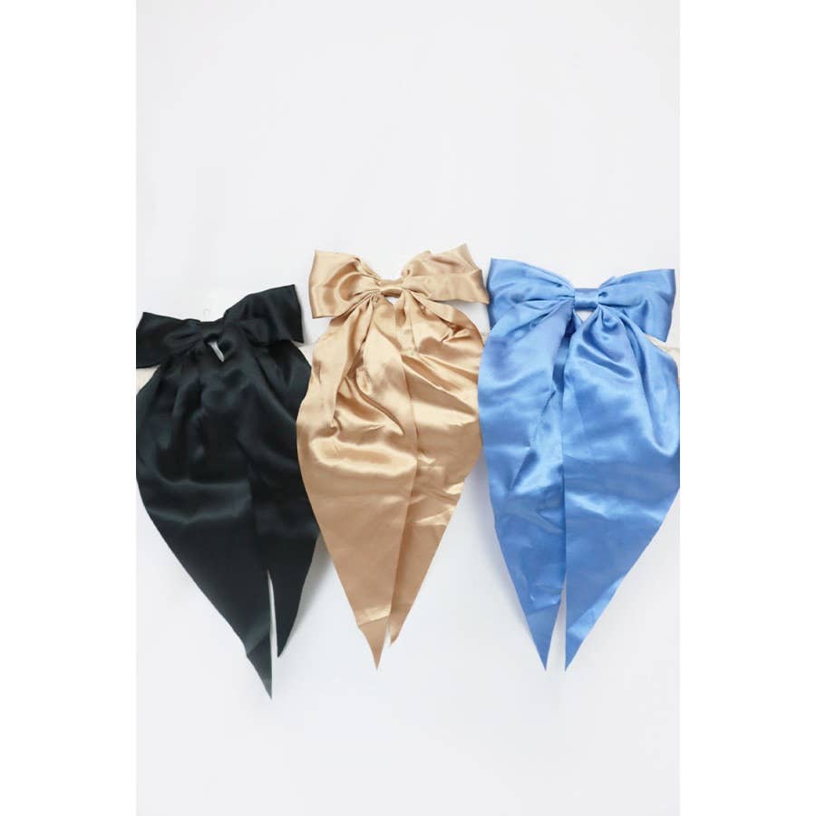 Satin Long Tail Bow Barrettes