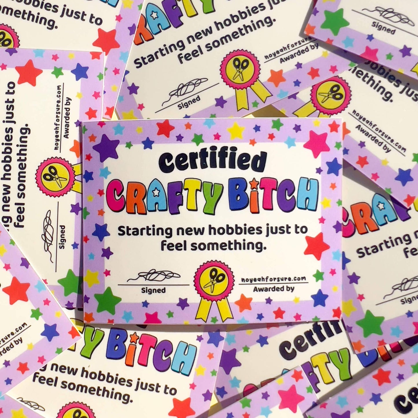 Certified Crafty Bitch Certificate Sticker