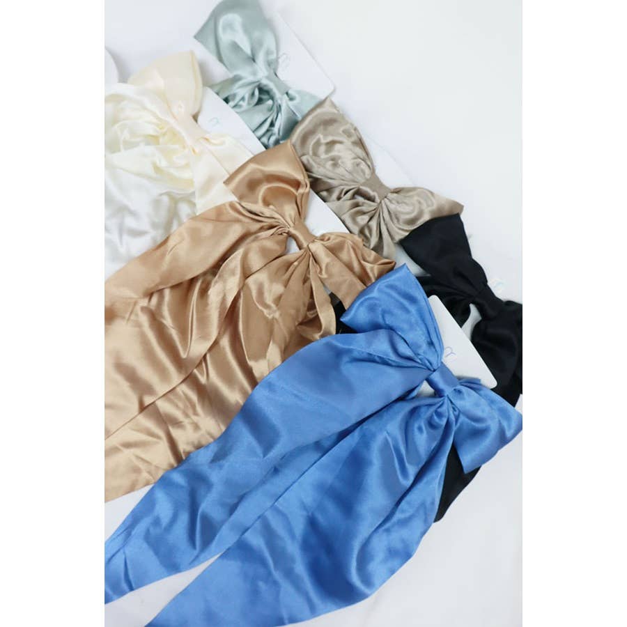 Satin Long Tail Bow Barrettes