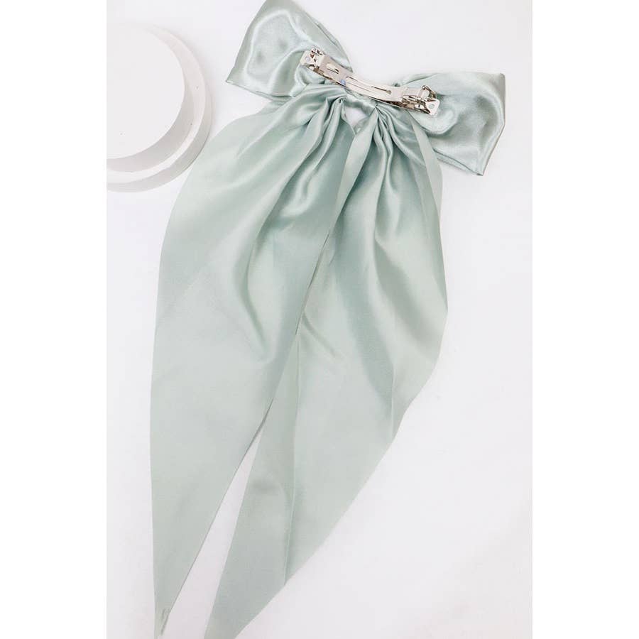 Satin Long Tail Bow Barrettes