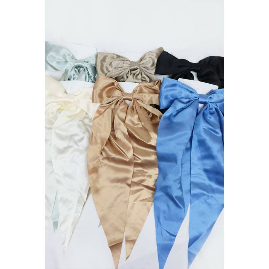 Satin Long Tail Bow Barrettes
