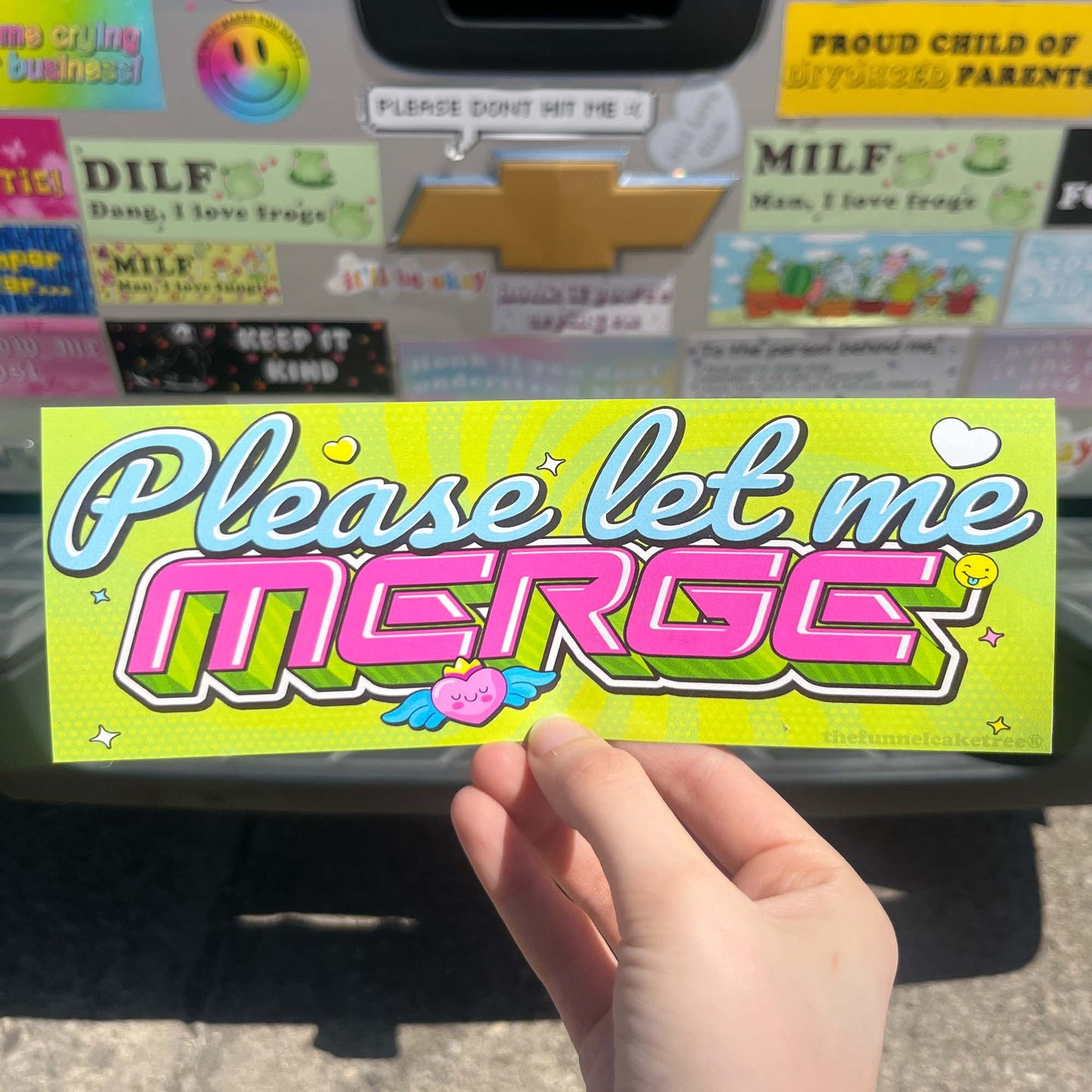 Please Let Me Merge Y2K - Bumper Sticker - Waterproof