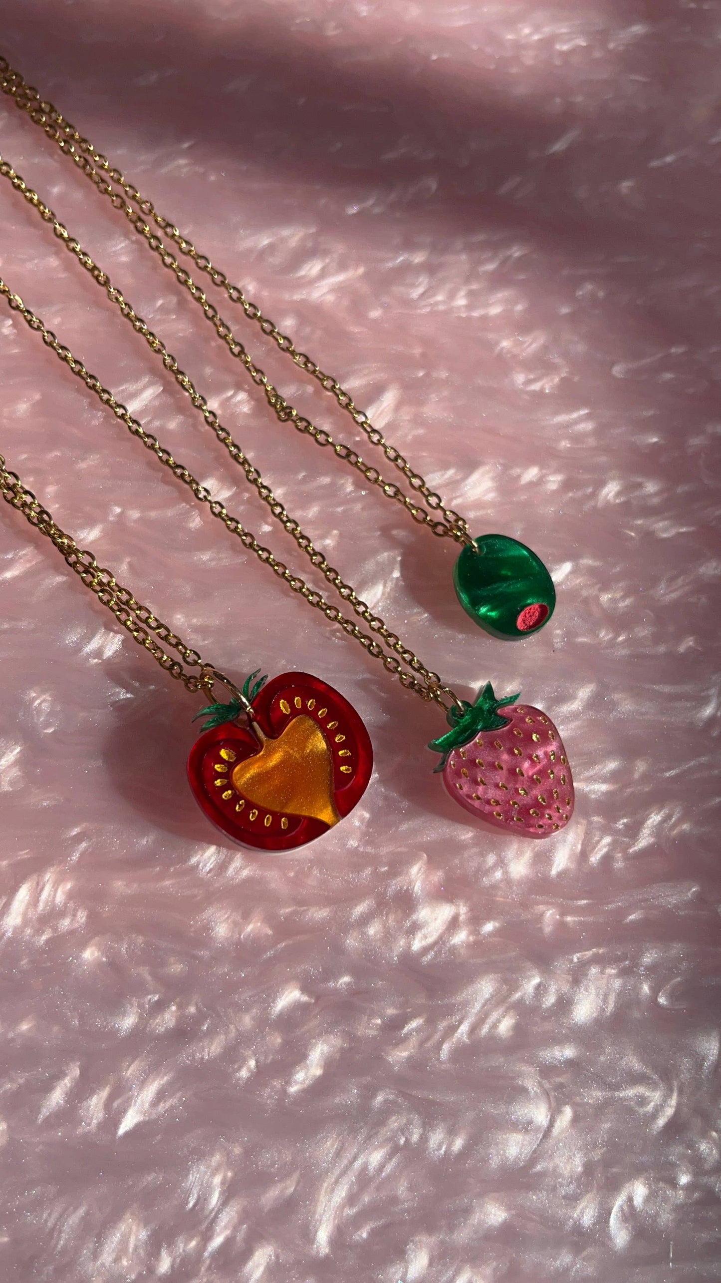 Strawberry Necklace Fruit Jewelry Necklace