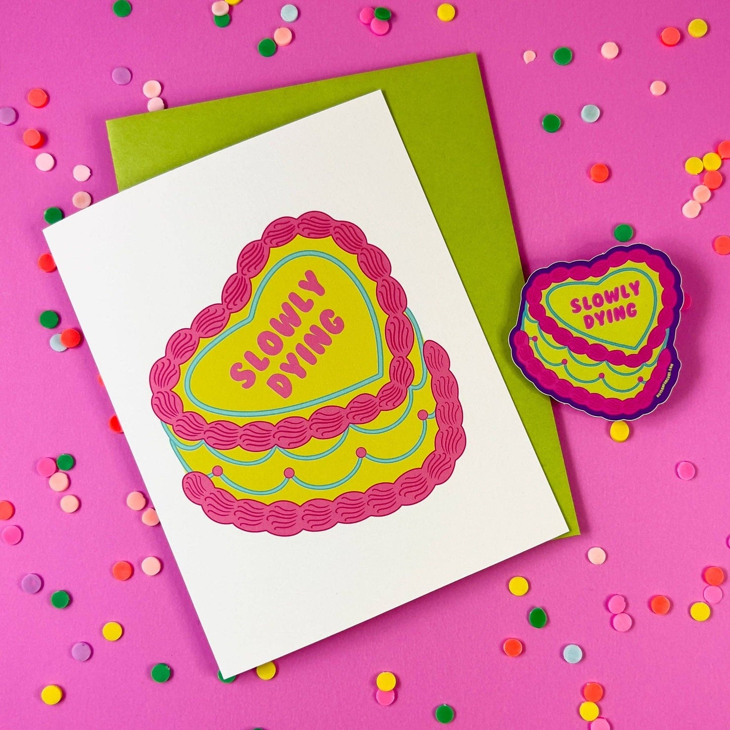 Slowly Dying Vintage Heart Cake Sticker | Funny Sticker