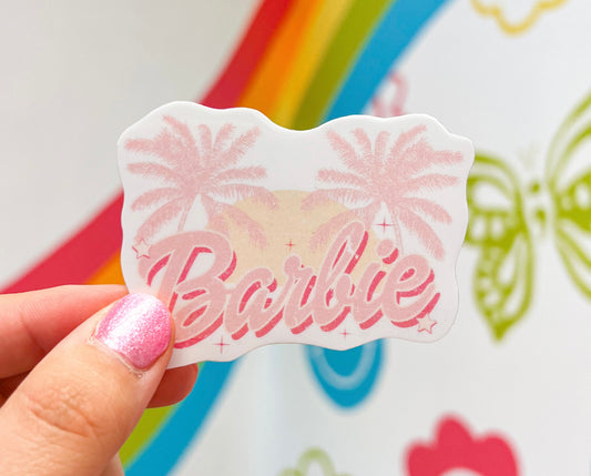 Barbie Pink Palm Trees Sticker