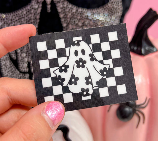 Checkerboard Ghost Sticker