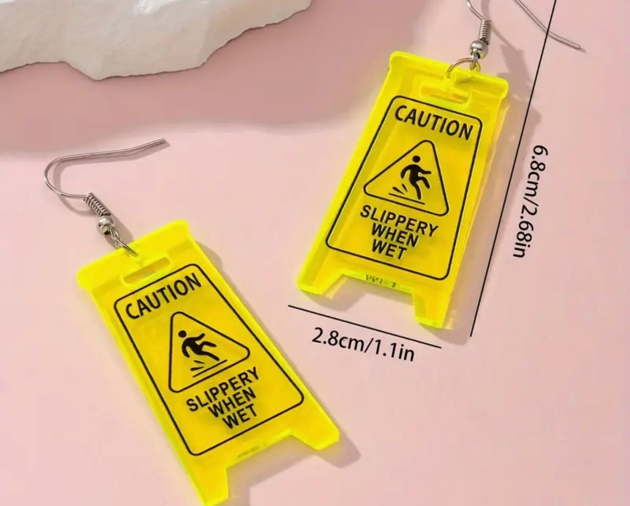 Caution Slippery Sign Earrings