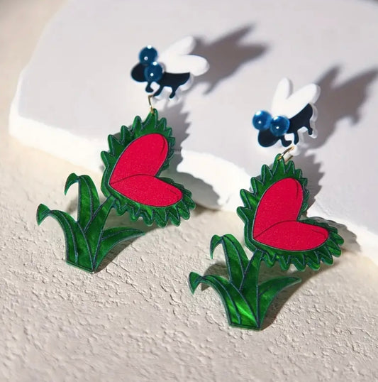 Fly Trap Dangle Earrings