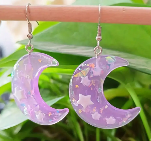 Purple Moon Earrings