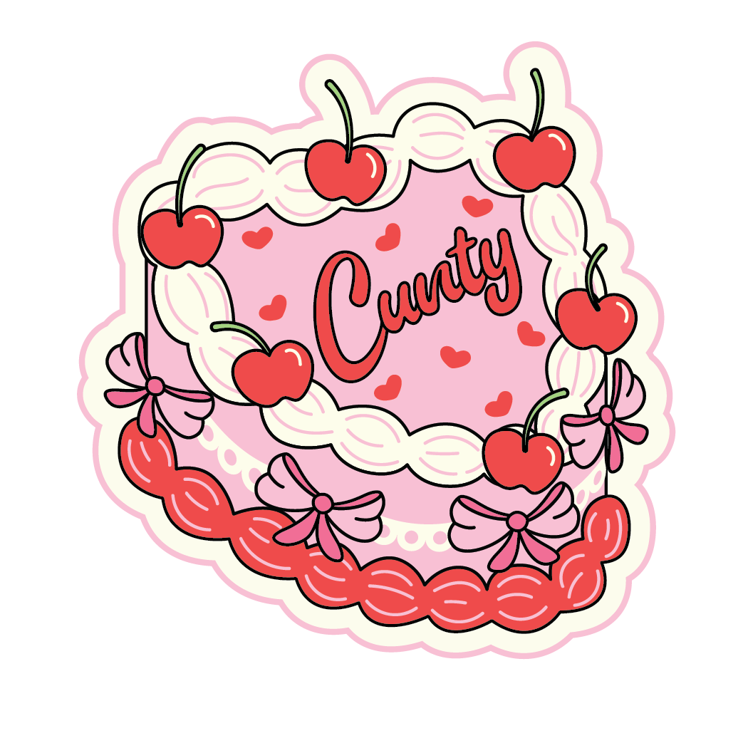 Cunty Heart Sticker (cake heart, funny stickers)