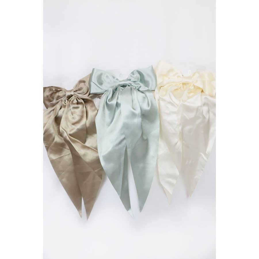 Satin Long Tail Bow Barrettes