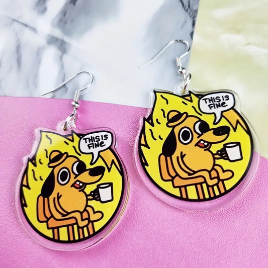 This Is Fine Acrylic Earrings
