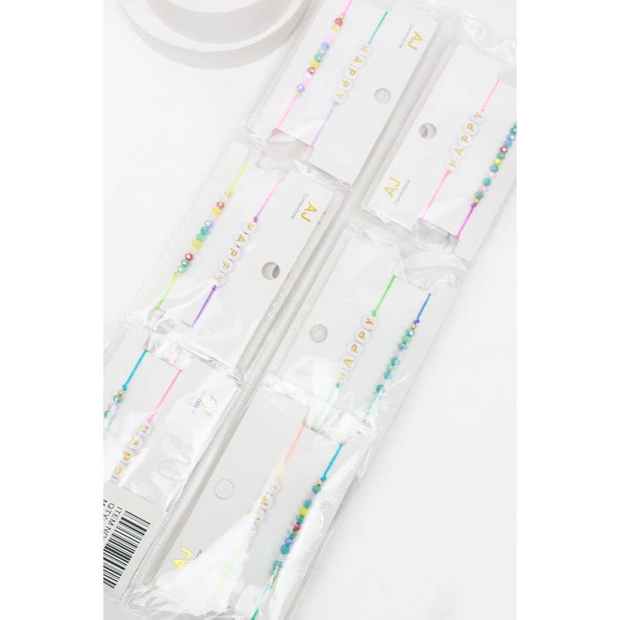 Happy Letter and Bead combination Bracelet Set