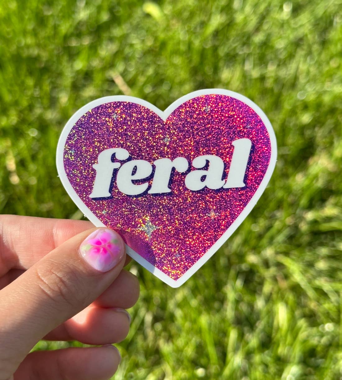 Feral Glittery Pink Sticker