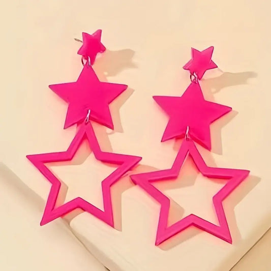 Pink Star Earrings