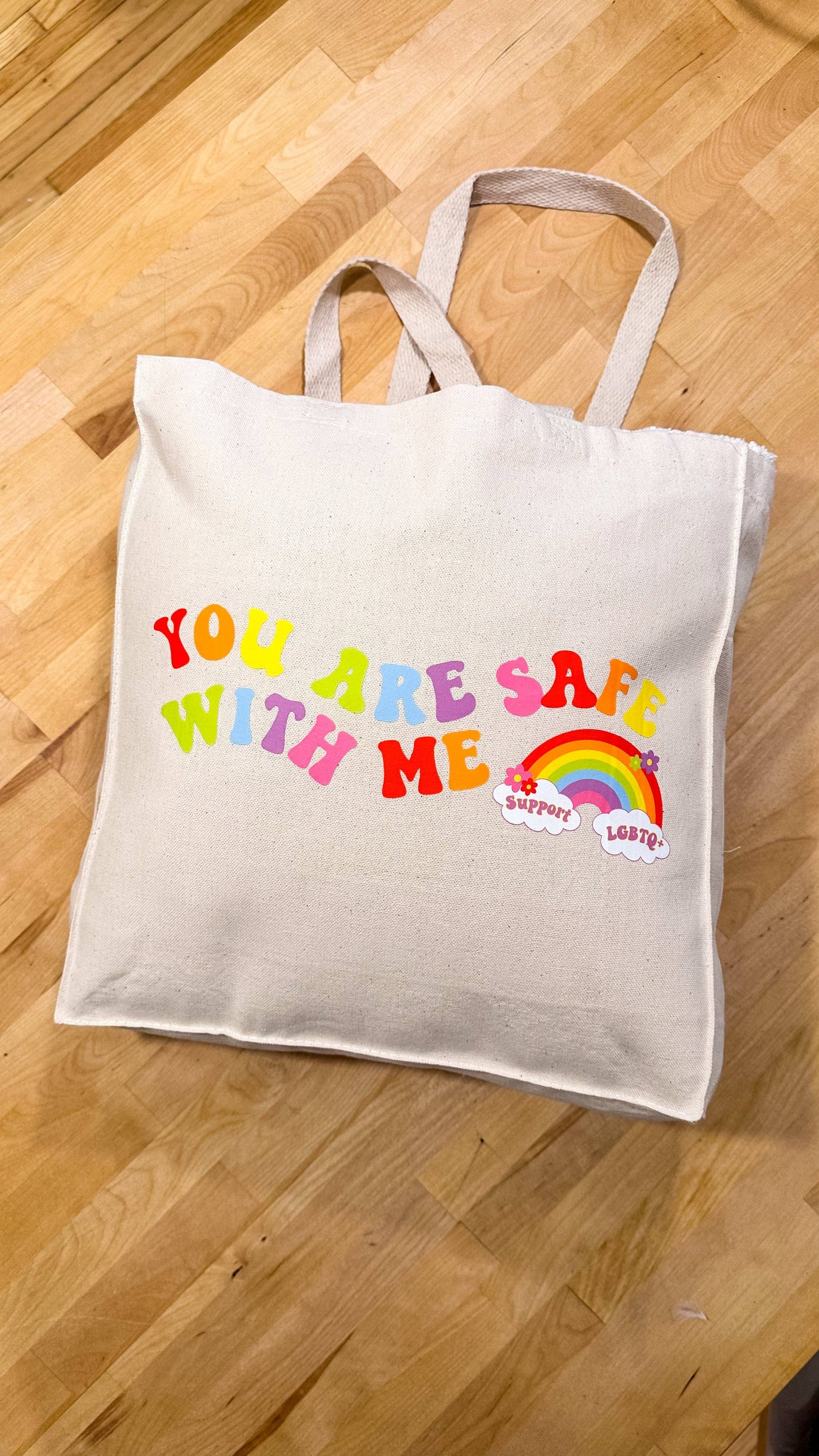 You Are Safe With Me LGBTQ+ Canvas Tote Bag