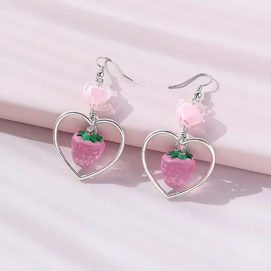 Strawberry Heart Earrings