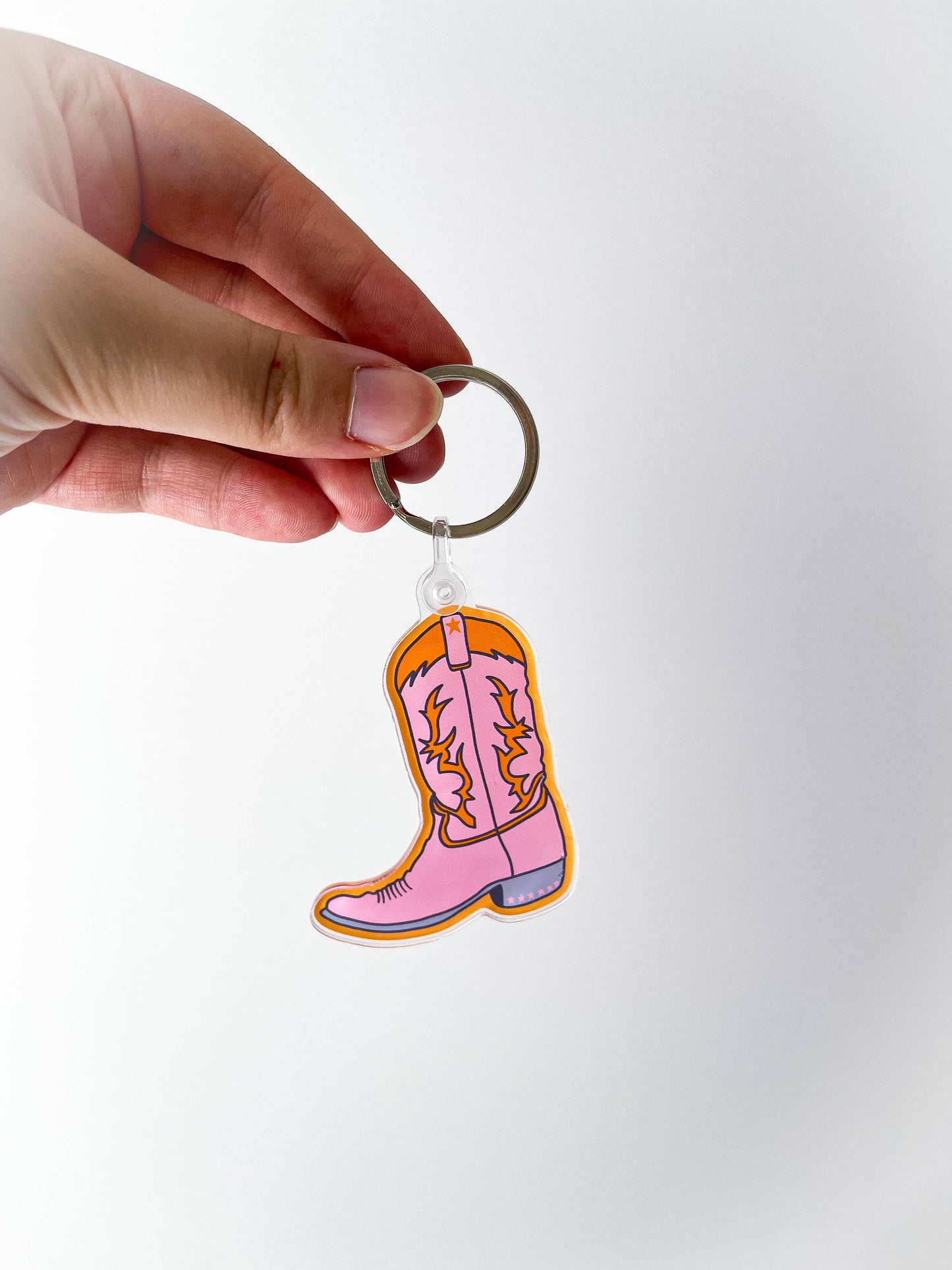 Pink Cowboy Boot Acrylic Keychain