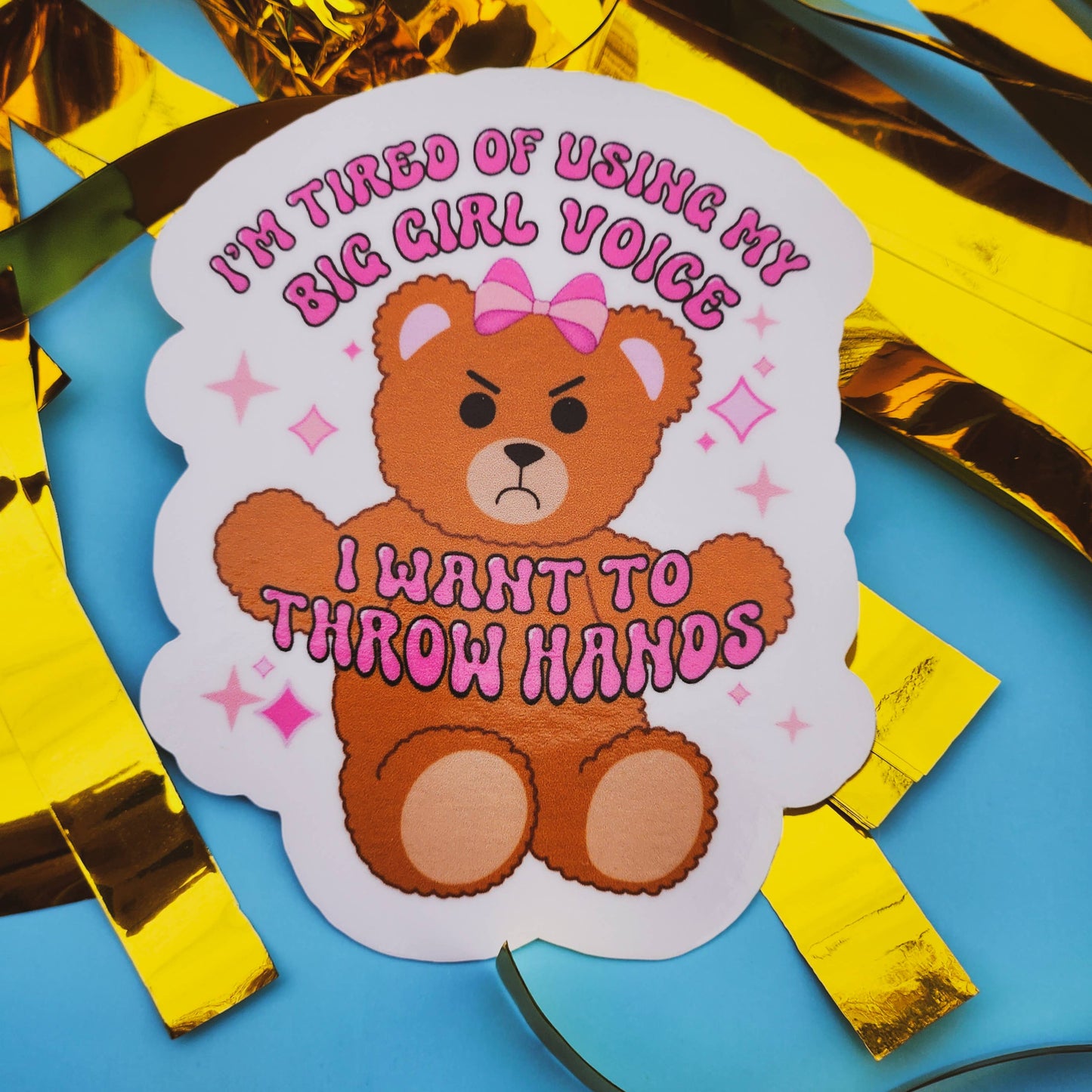 Throw hands sticker funny hydroflask planner