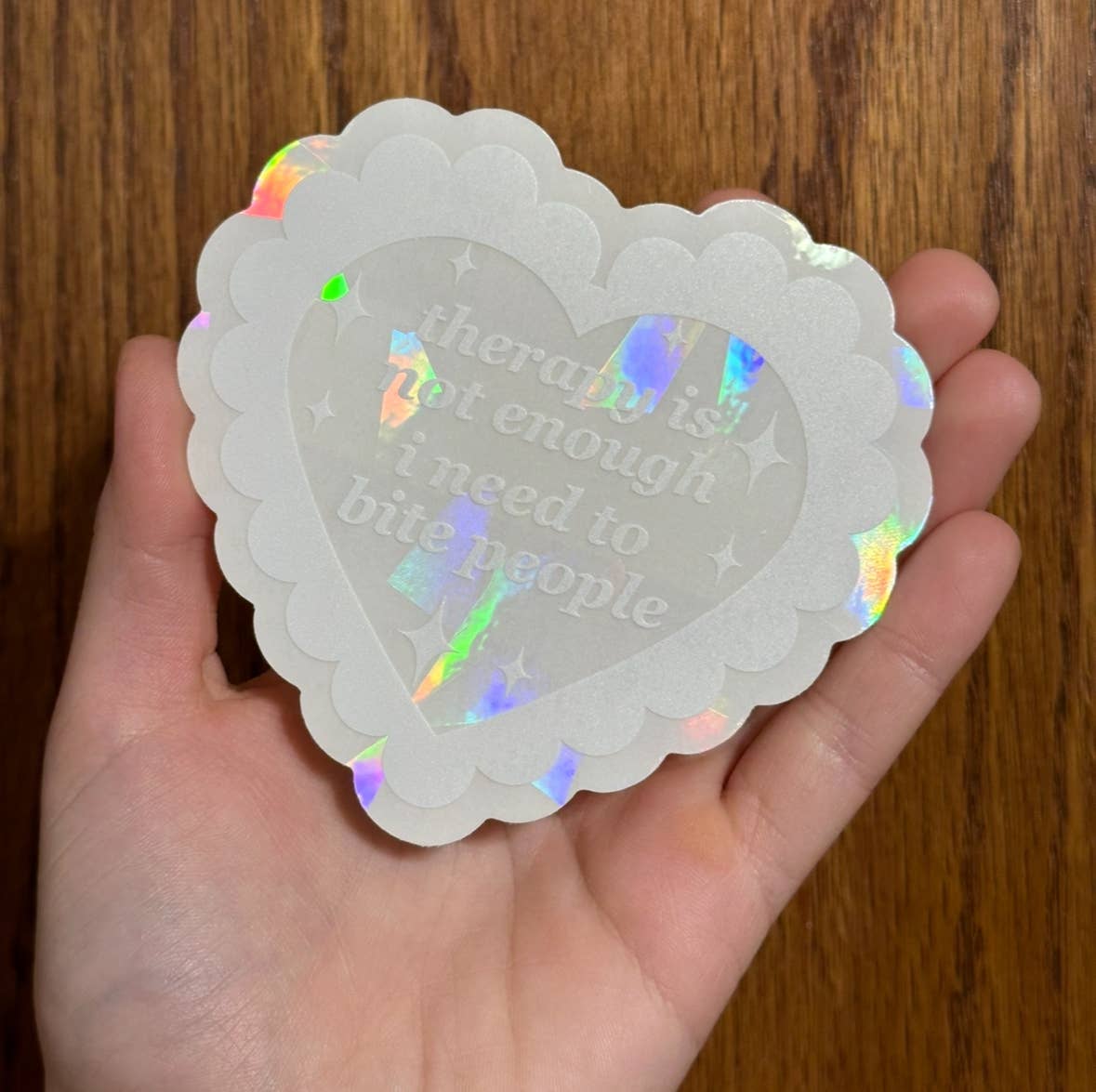 Therapy Is Not Enough I Need To Bite Heart Suncatcher Decal