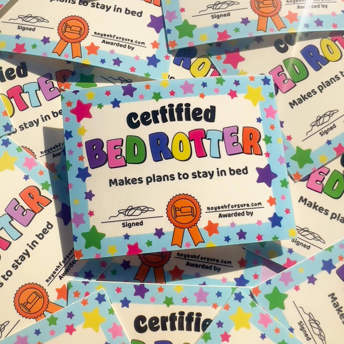Certified Bed Rotter Certificate Sticker