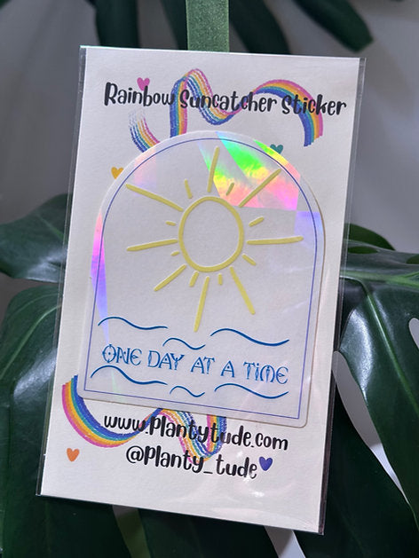 One Day at a Time Rainbow Sun Catcher Sticker