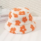 Orange Floral Teddy Fur Bucket Hat