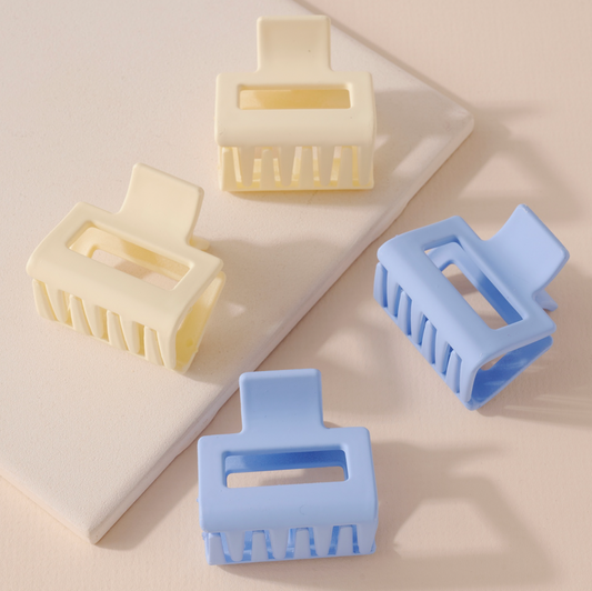 Blue And Cream Matte Claw Clips - Set of 4