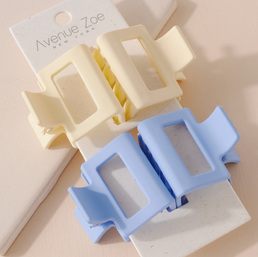 Blue And Cream Matte Claw Clips - Set of 4