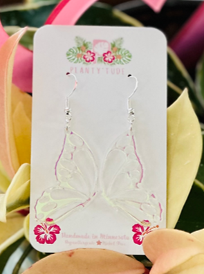 Iridescent Butterfly Earrings - Handmade