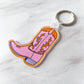 Pink Cowboy Boot Acrylic Keychain