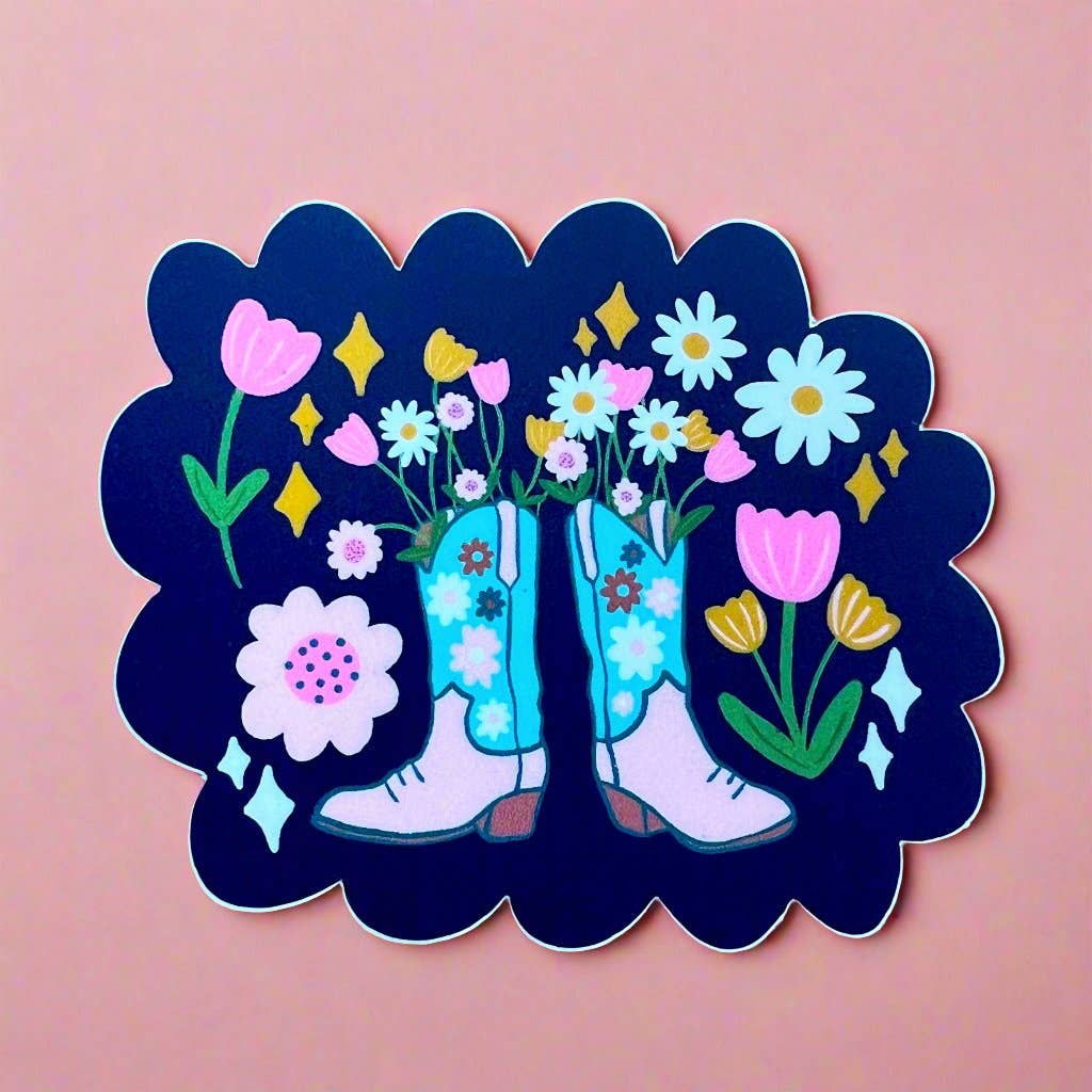 Boot Bouquet & Doodles Sticker - Cowgirl Boots