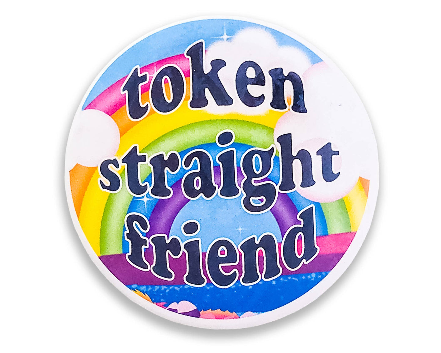 Token Straight Friend Ally Holographic Pinback Button, 2.5"
