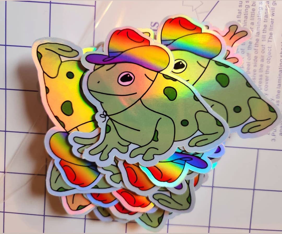 Gay frog sticker rainbow pride cowboy hat funny cute