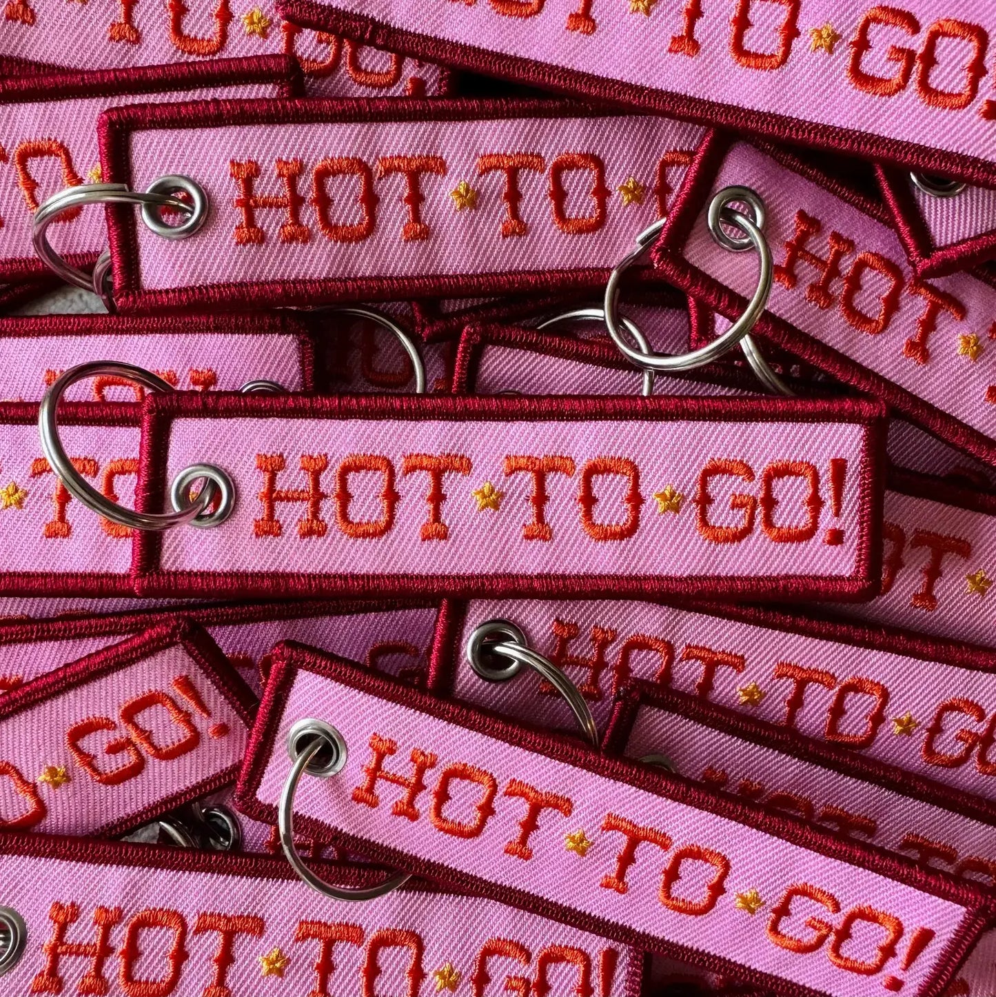Hot To Go Embroidered Keychain