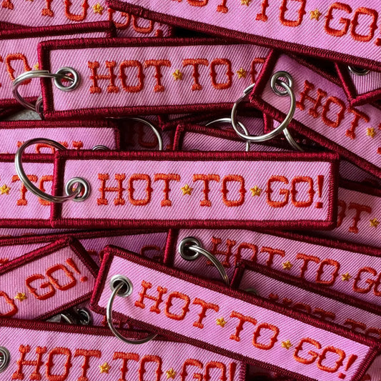 Hot To Go Embroidered Keychain