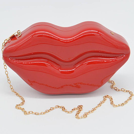 Lips Detachable Hand Bag Clutch With Chain Attachment