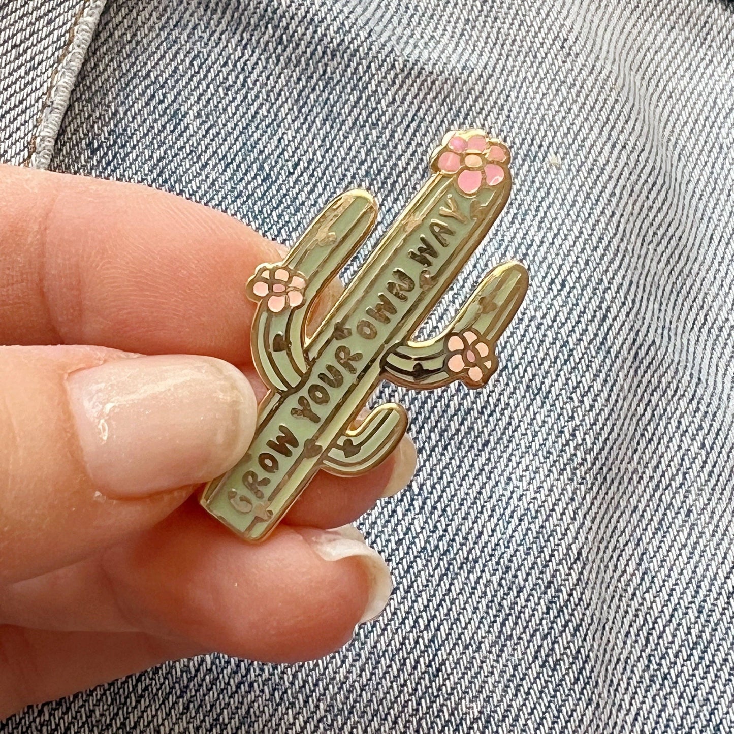 Grow Your Own Way Cactus Enamel Pin