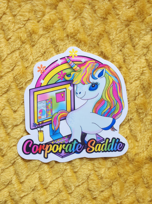 Corporate Saddie 90s inspired sticker cute waterproof neon