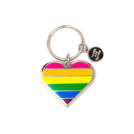 Pride Heart Enamel Keychain