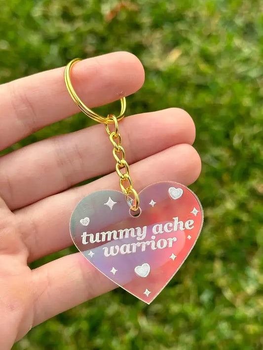 Tummy Ache Warrior Iridescent Acrylic Keychain