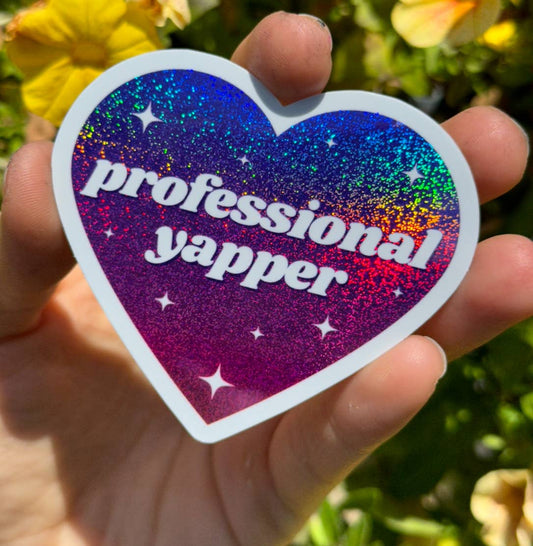 Professional Yapper Ombre Glittery Heart Sticker