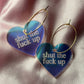 STFU Iridescent Heart Hoop Earrings