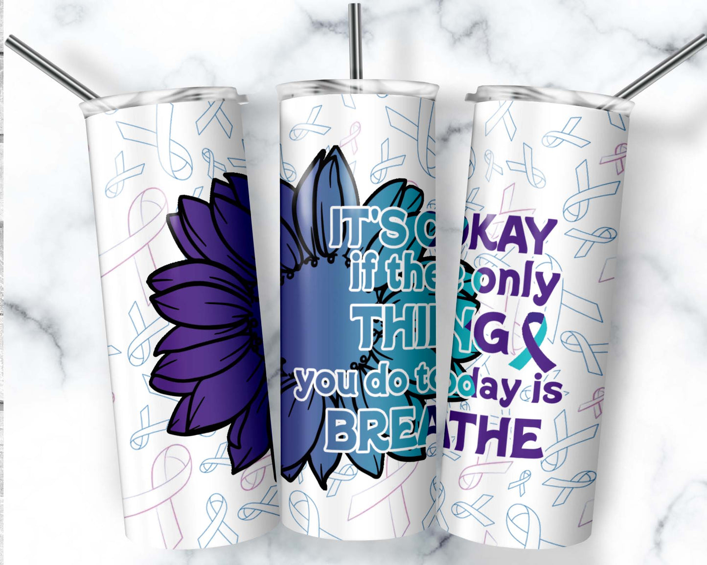 Awareness Flower and Ribbon 20 oz. Tumbler