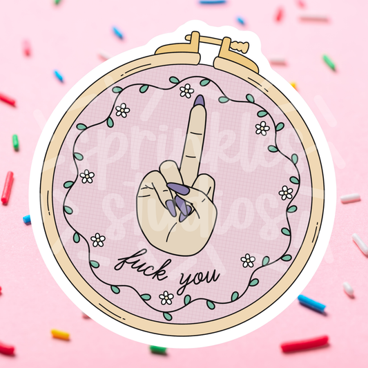 Fck You Cross Stitch Vinyl Sticker