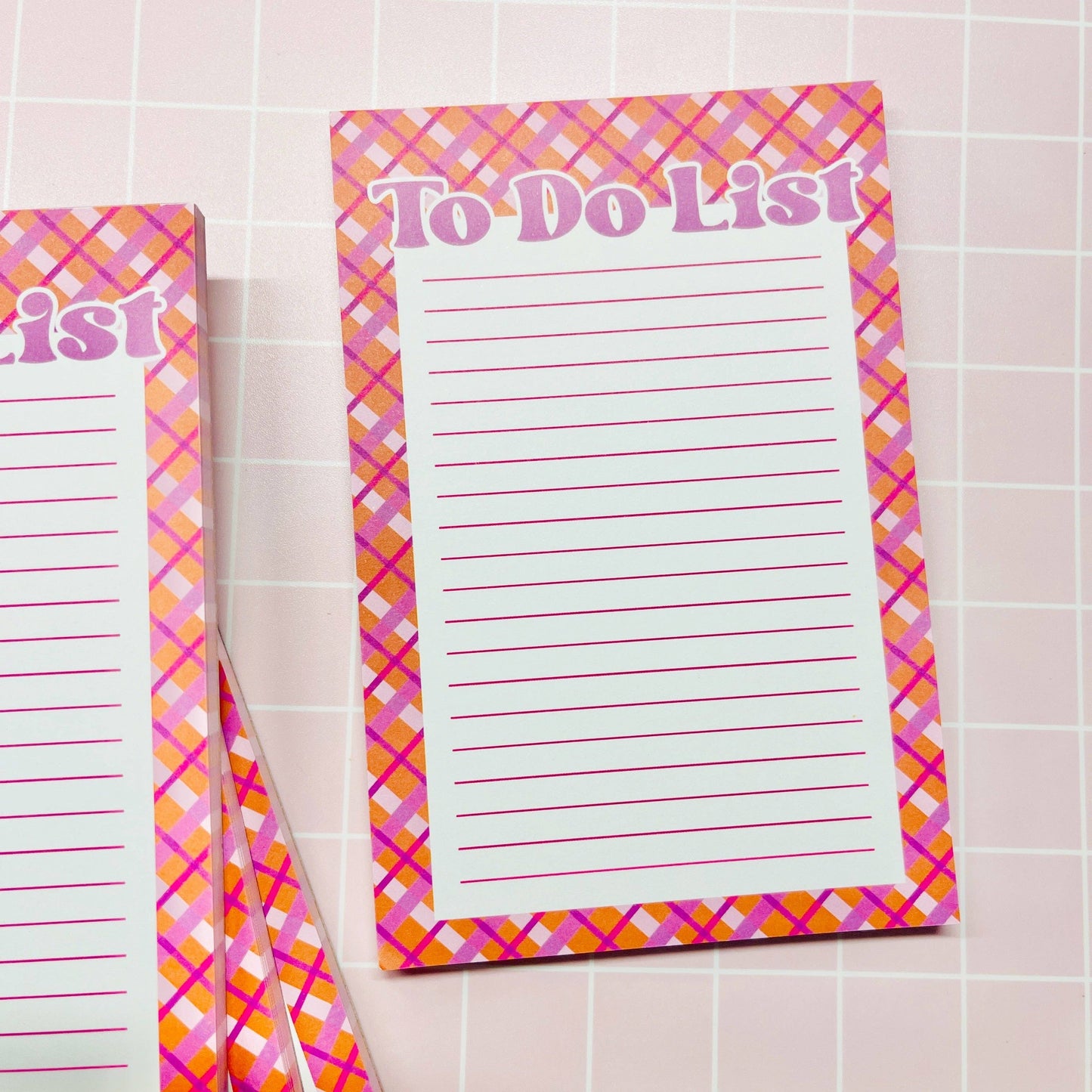 4x6 Notepad, Orange Plaid To Do List