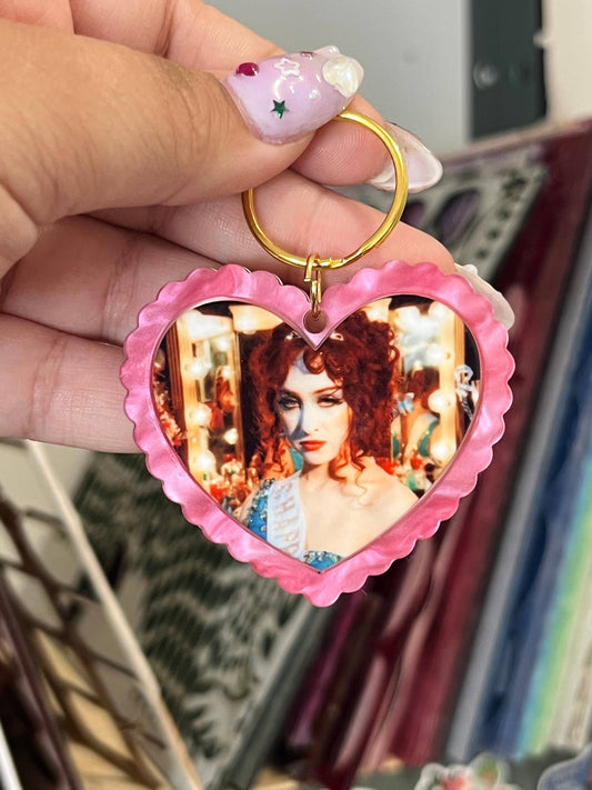 Chappell Roan Heart Shaped Celebrity Keychain Keyring 