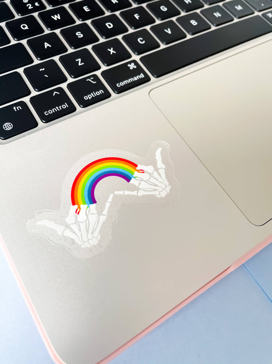 Rainbow Skull Hands LGBTQ+ Sticker